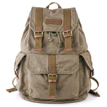 classic canvas leather backpack Vintage Canvas Backpack Black / Small