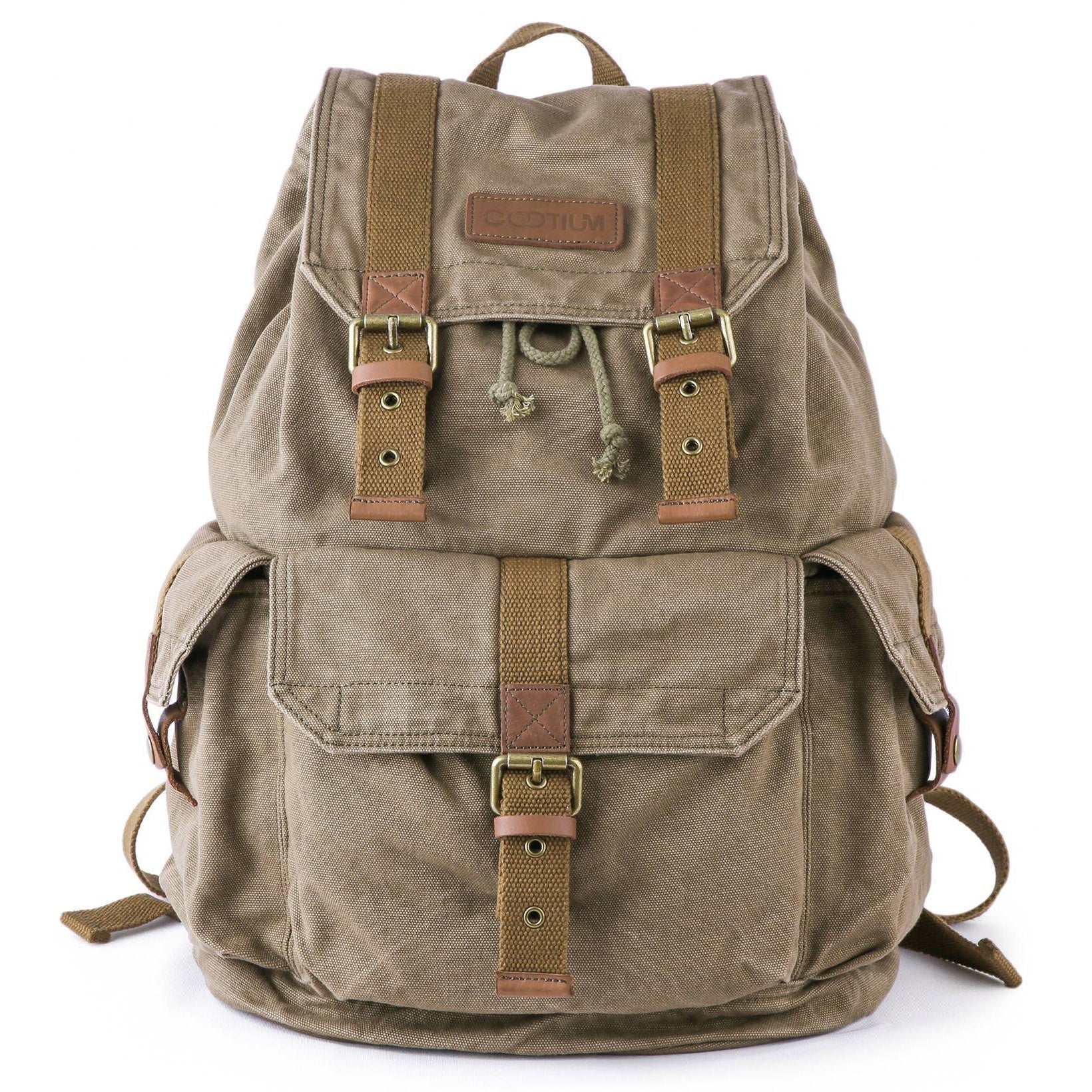 Gootium Tie-Dyed Backpack - Canvas Leather Travel Daypack Vintage Rucksack