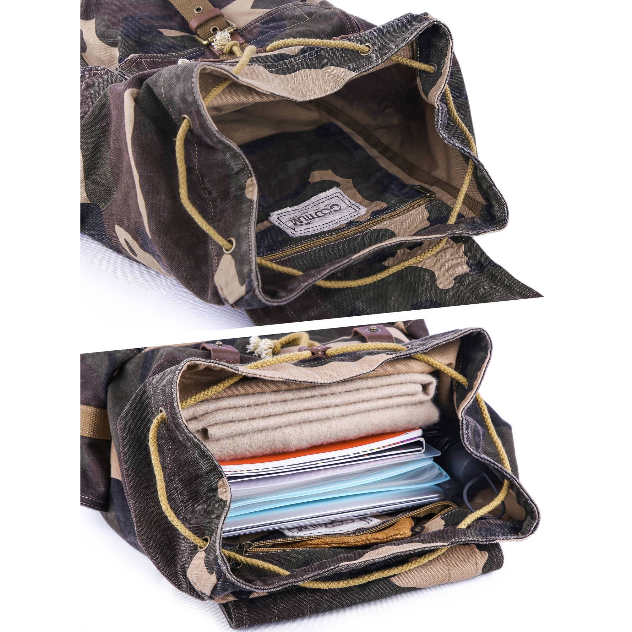 Gootium Tie-Dyed Backpack - Canvas Leather Travel Daypack Vintage Rucksack