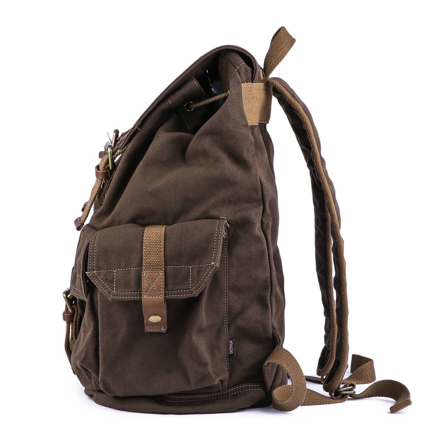 Gootium Tie-Dyed Backpack - Canvas Leather Travel Daypack Vintage Rucksack