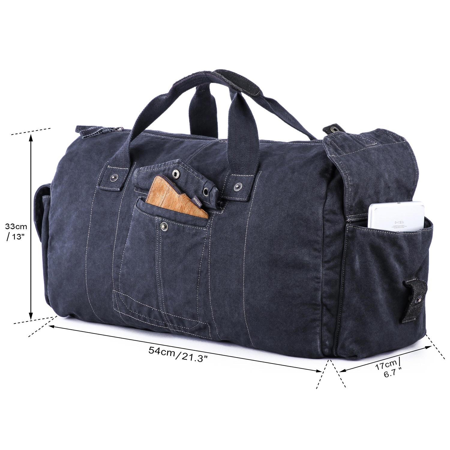 canvas travel duffel bags Handmade Leather Bag Duffle Bag Holdall Luggage Weekender Bag 12031 Army Green / No such as passports leather duffle bag