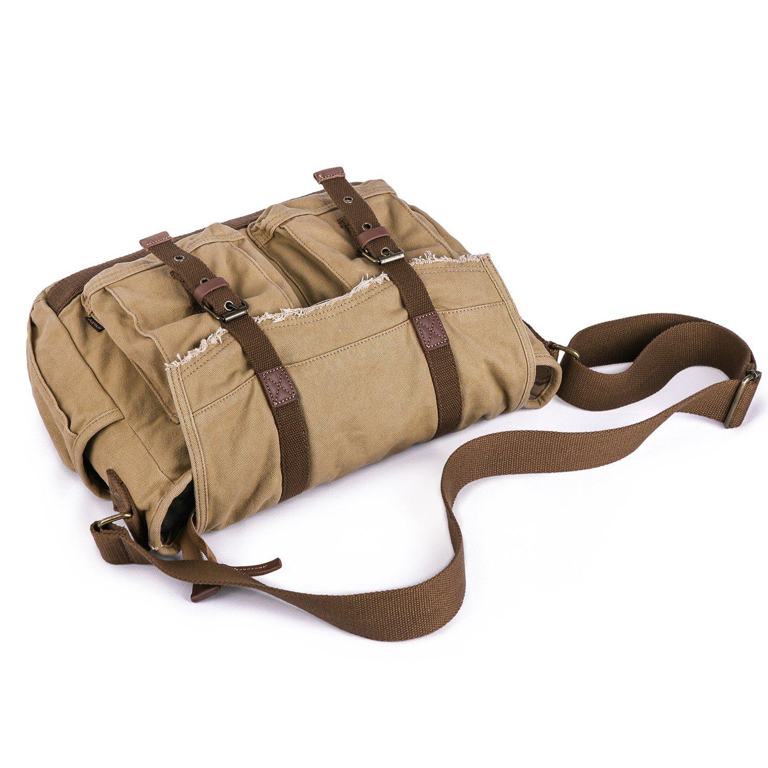 gootium Canvas Messenger Bag - Vintage Shoulder Bag Frayed Style