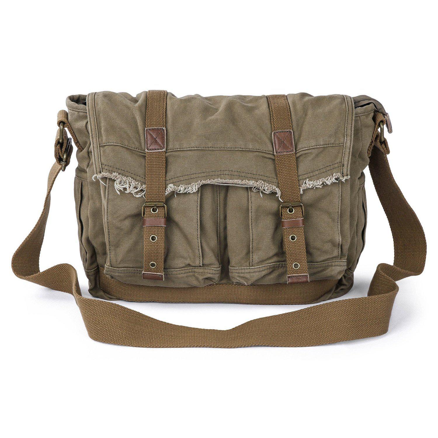 Canvas Frayed Style Messenger Bags #80808 - Gootium