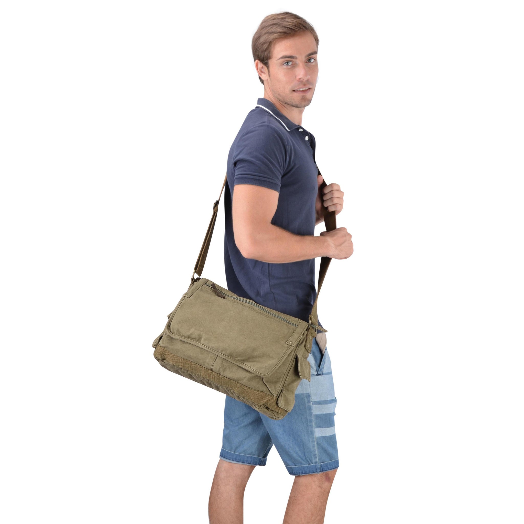 Gootium Canvas Messenger Bag Tan Canvas