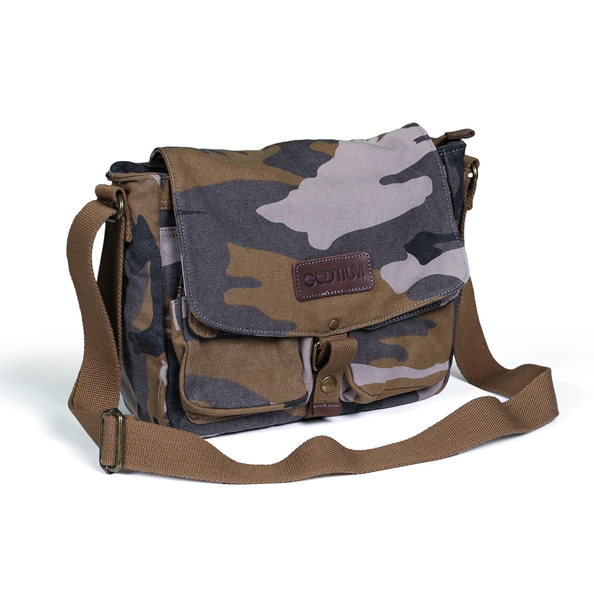 Gootium Small Canvas Cross Body Messenger Bag Khaki