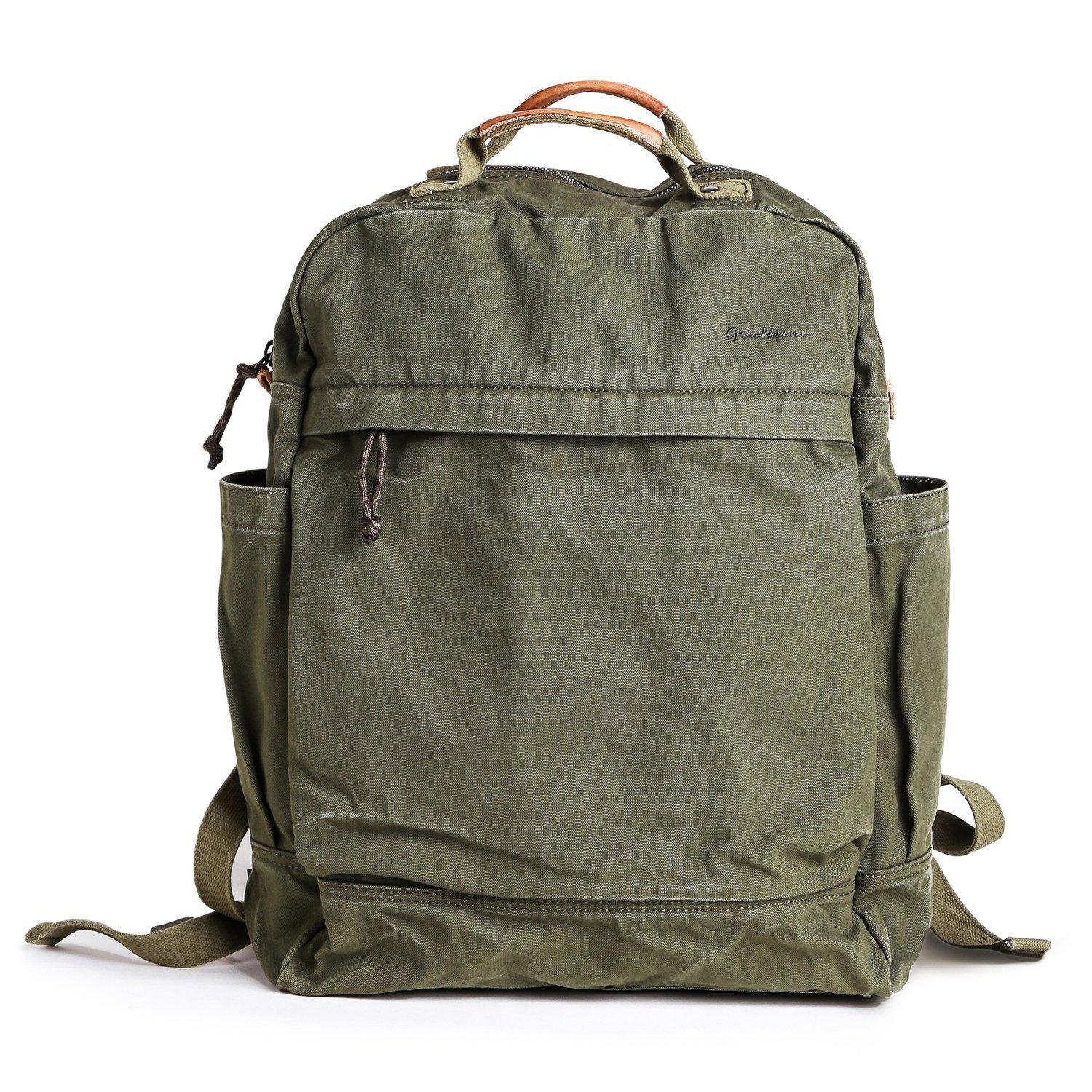 Canvas Zippered Backpack #G2001 Olive Green