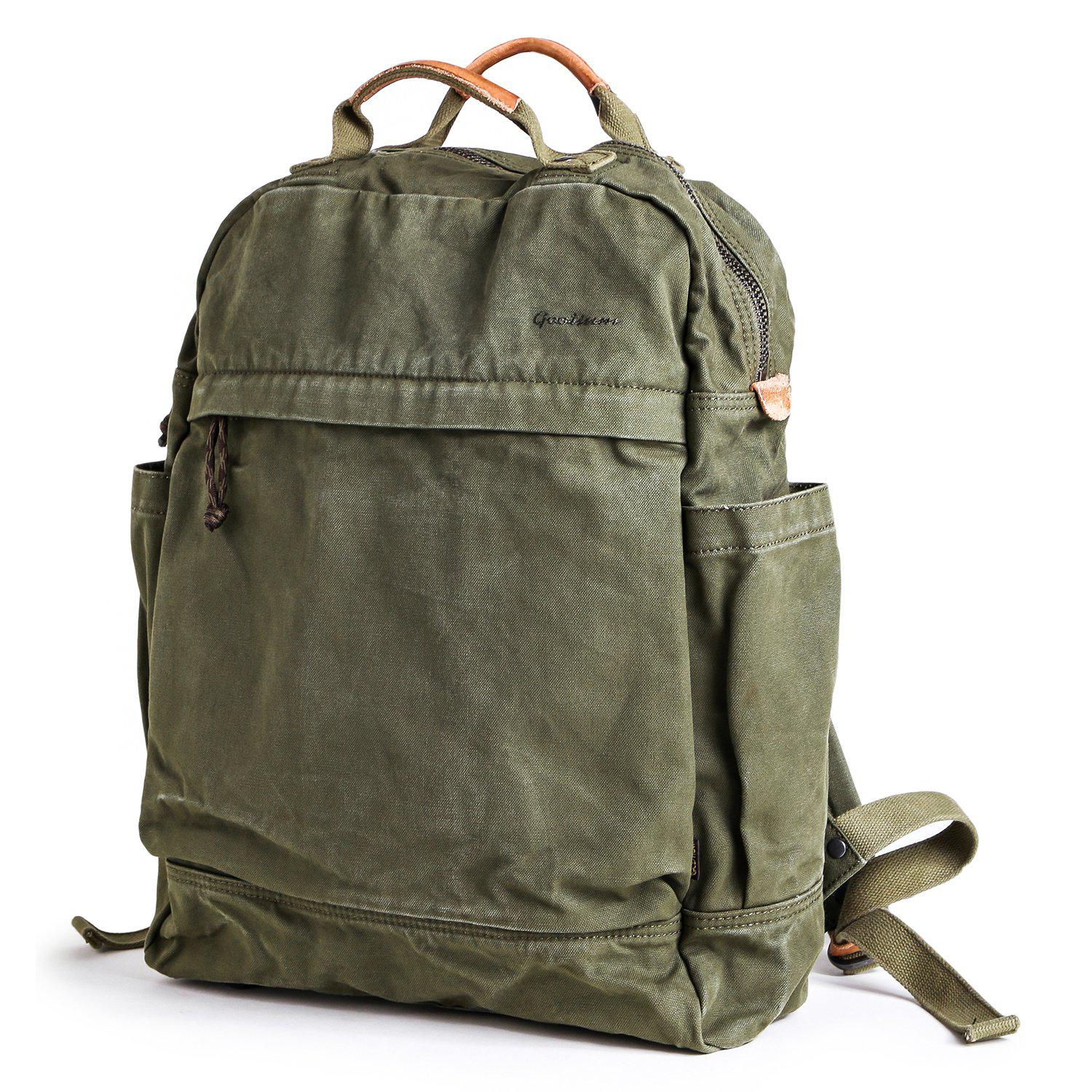Gootium Canvas Backpack - Vintage Military Rucksack Travel Dayack, Green