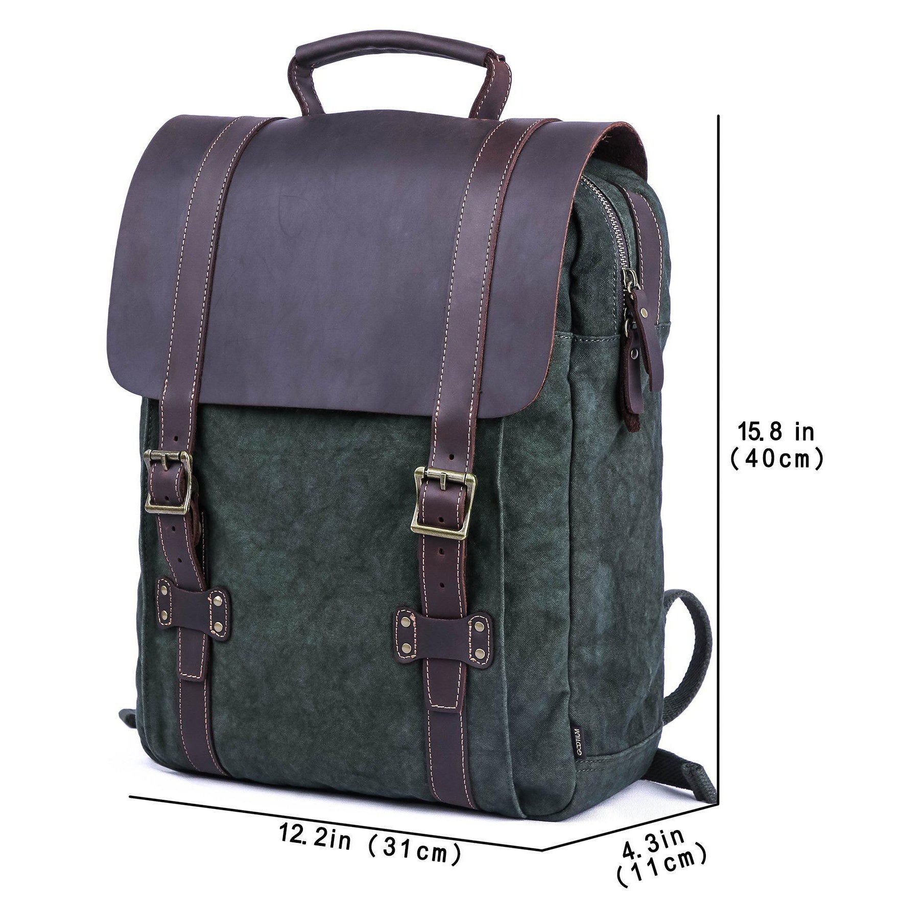 Canvas Zippered Backpack #G2001 Olive Green
