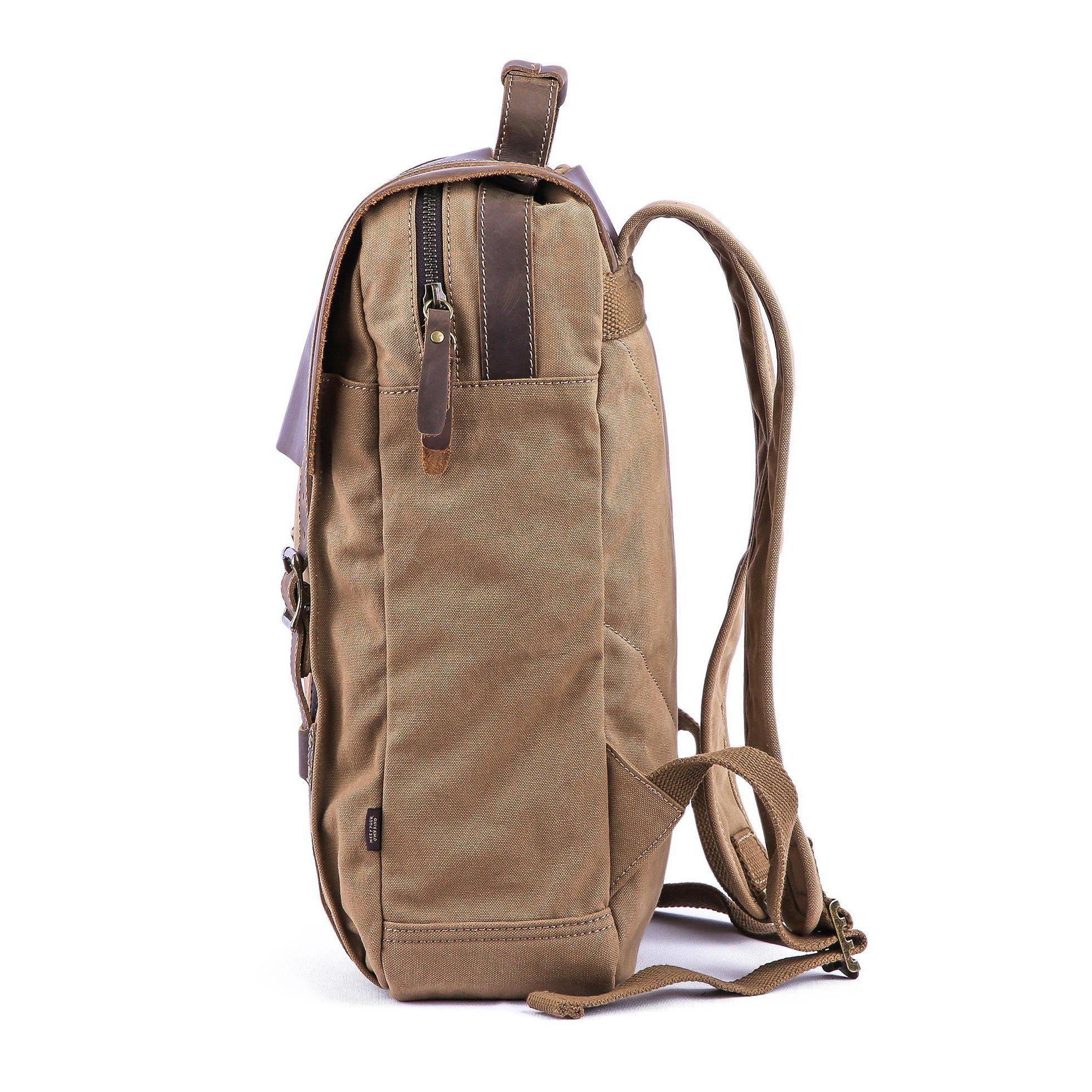 Leather-Canvas Backpack Hiking Backpack. Camping Backpack