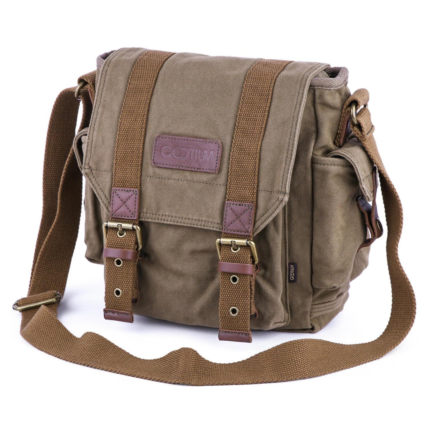 Gootium Canvas Messenger Bag - Small Vintage Shoulder Bag Crossbody Satchel