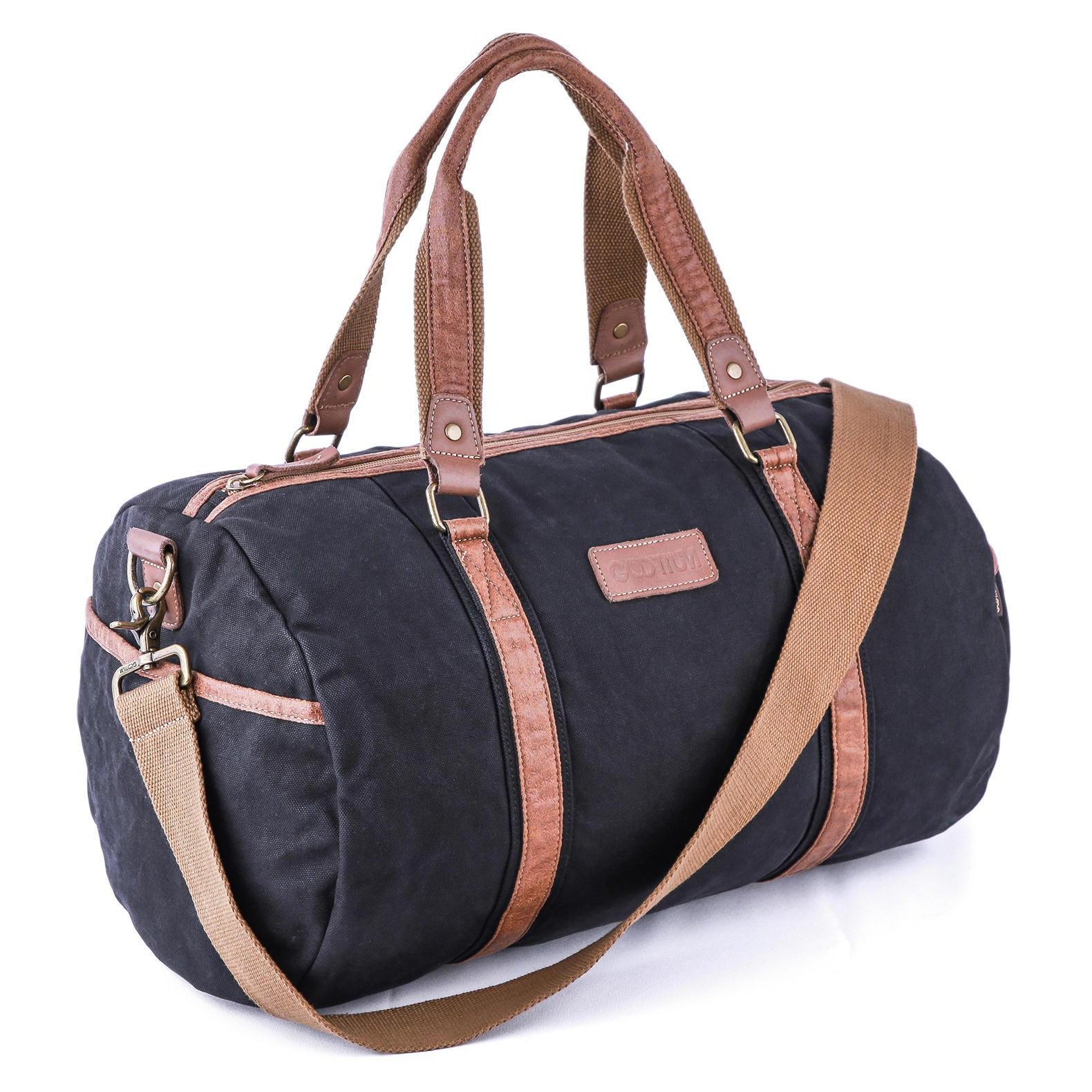 Gootium Canvas Duffel Bag – Classic Duffle Weekender Travel Gym Tote, 45L, Black