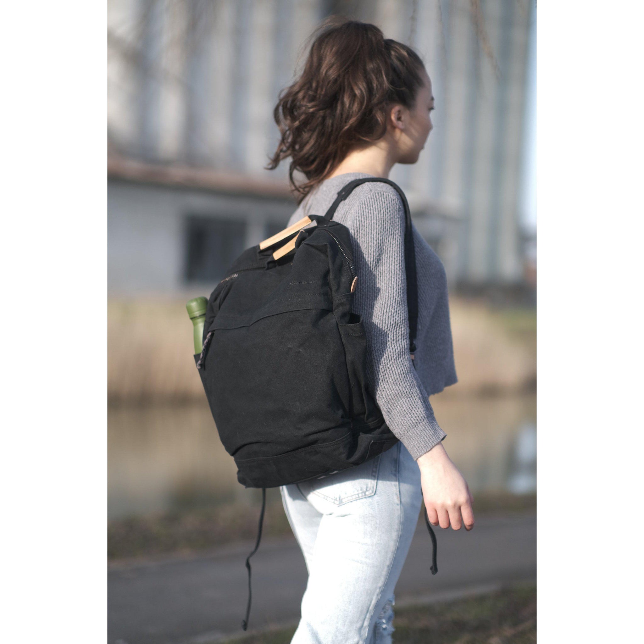 Front Pocket Small Plain Canvas Backpack —
